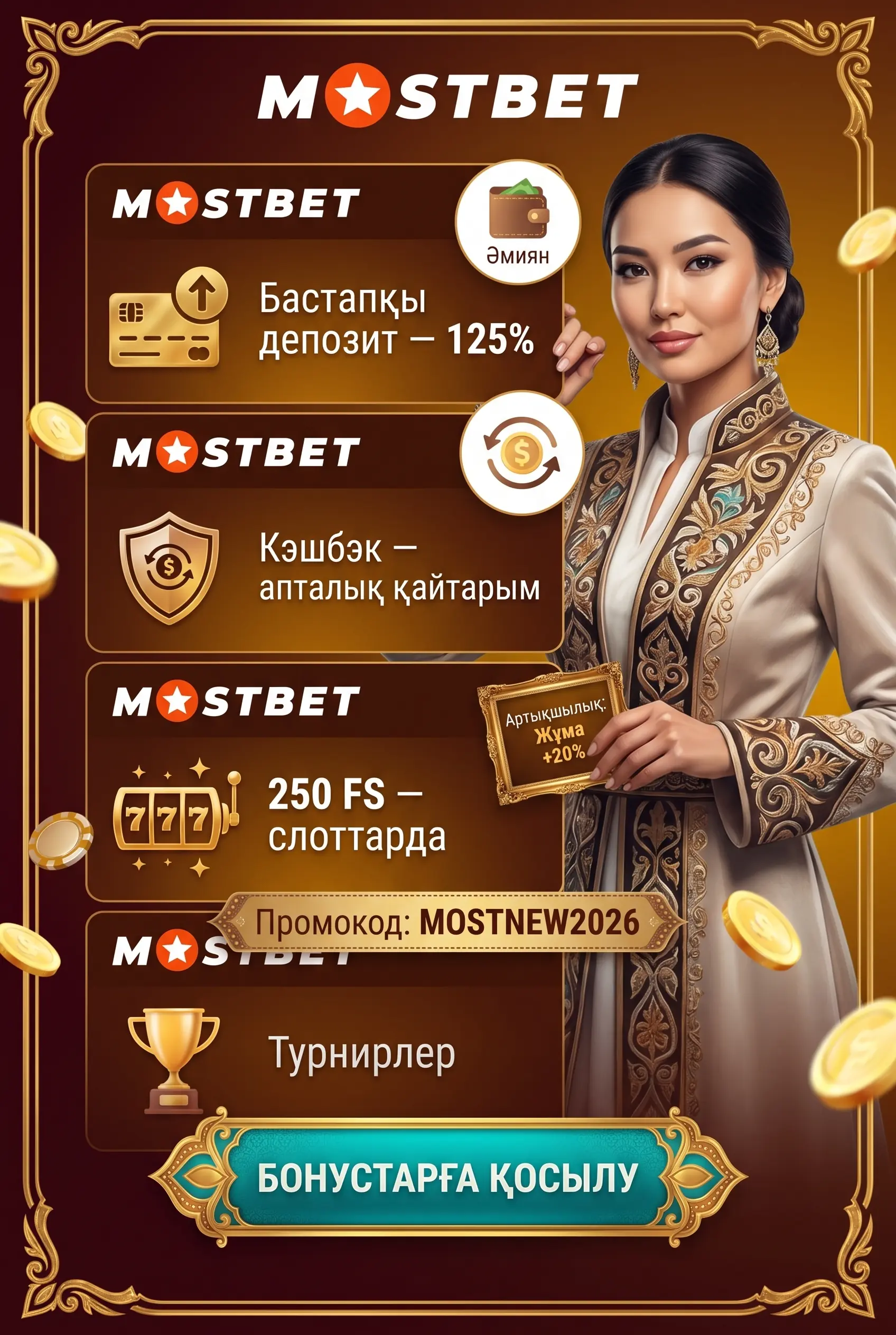 Mostbet бонус түрлері